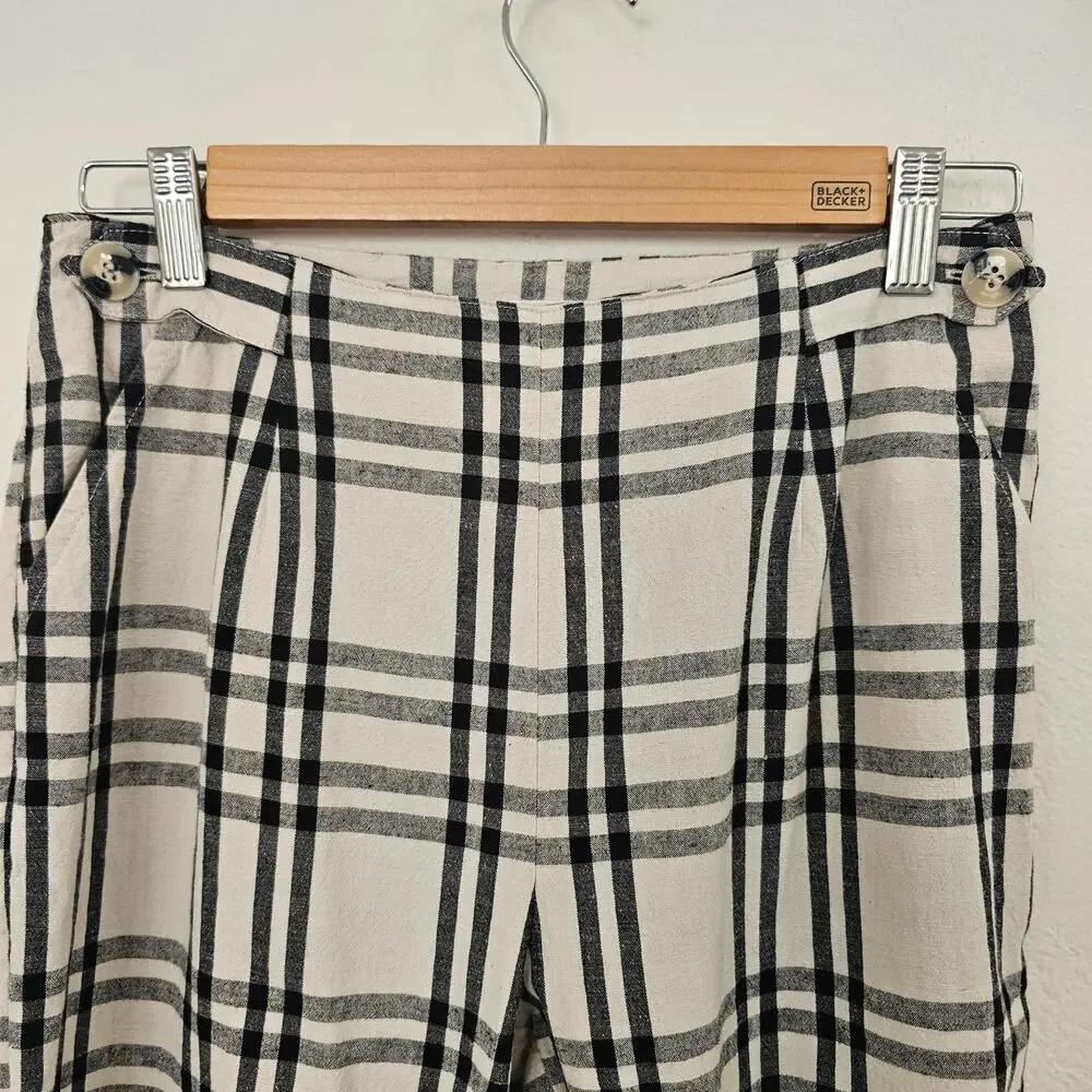 MNG Plaid Trouser Black Cream Size 2